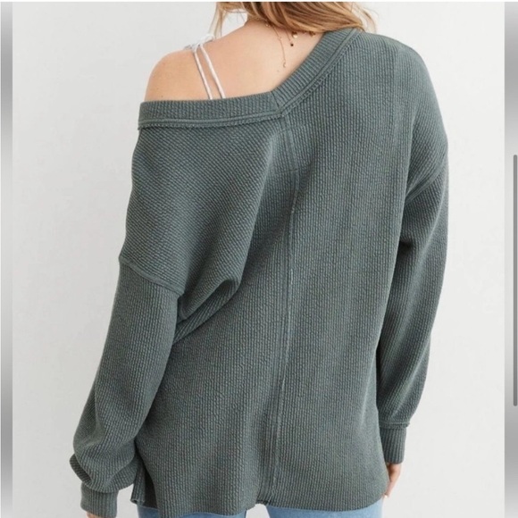 Aerie Wonder Textured Shirt Oversize Loungewear Comfy XS - Picture 6 of 8